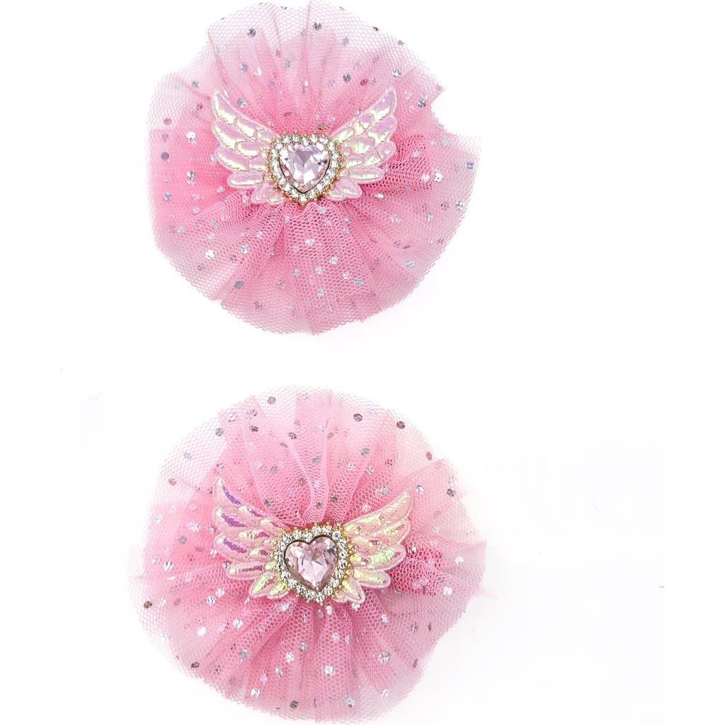 Puttisu 2pc Angel Sparkle Wings Clip Set In Pink