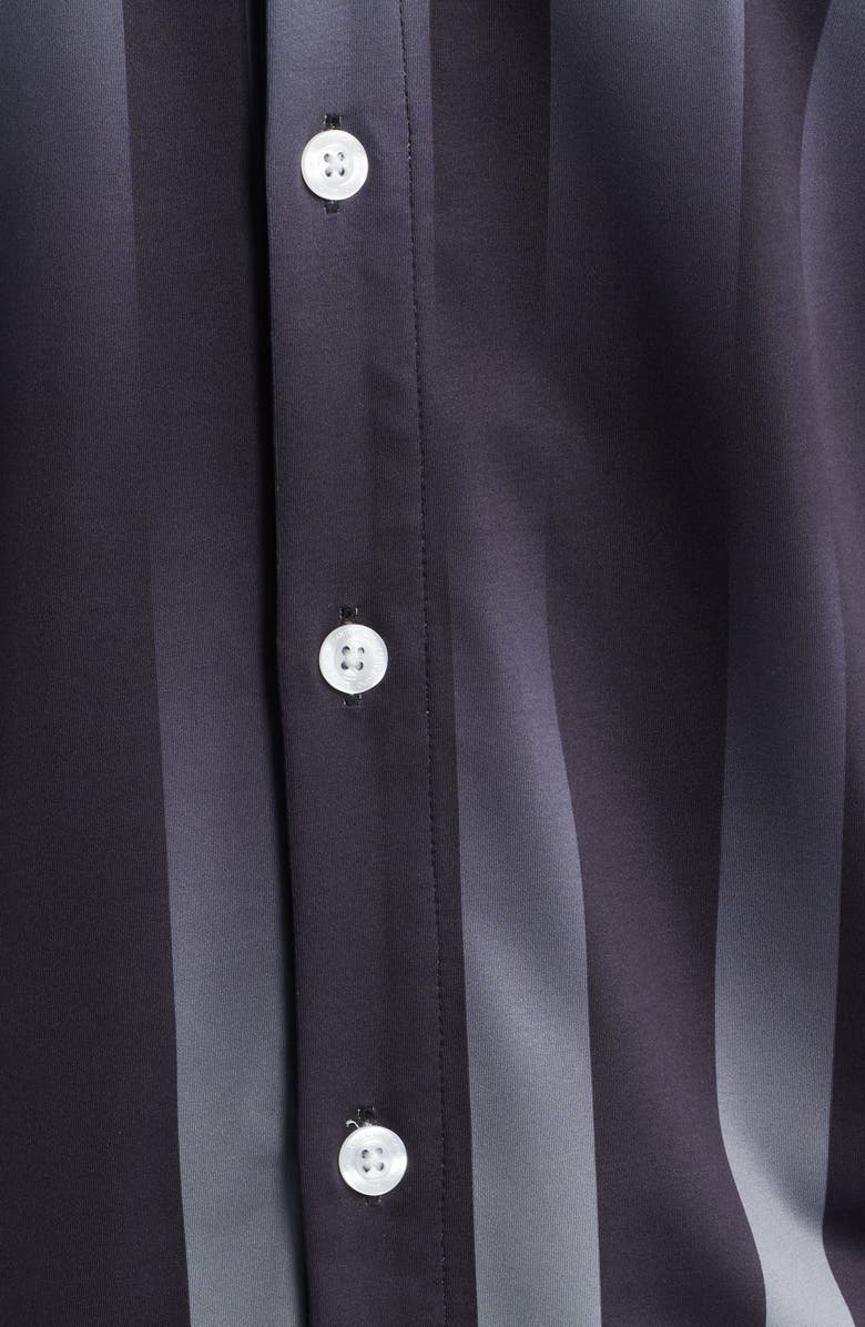 SANTO STUDIO Team Stripe Short Sleeve Button-Up Shirt, Alternate, color, Black