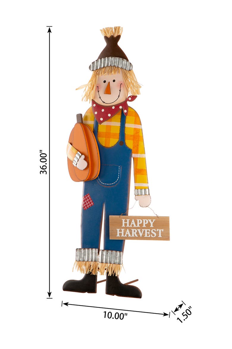 Fall Metal Scarecrow Yard Stake or Standing or Hanging Sign, Alternate, color, Blue