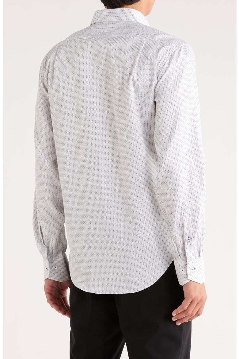 Pindot Trim Fit Dress Shirt, Alternate, color, WHITE