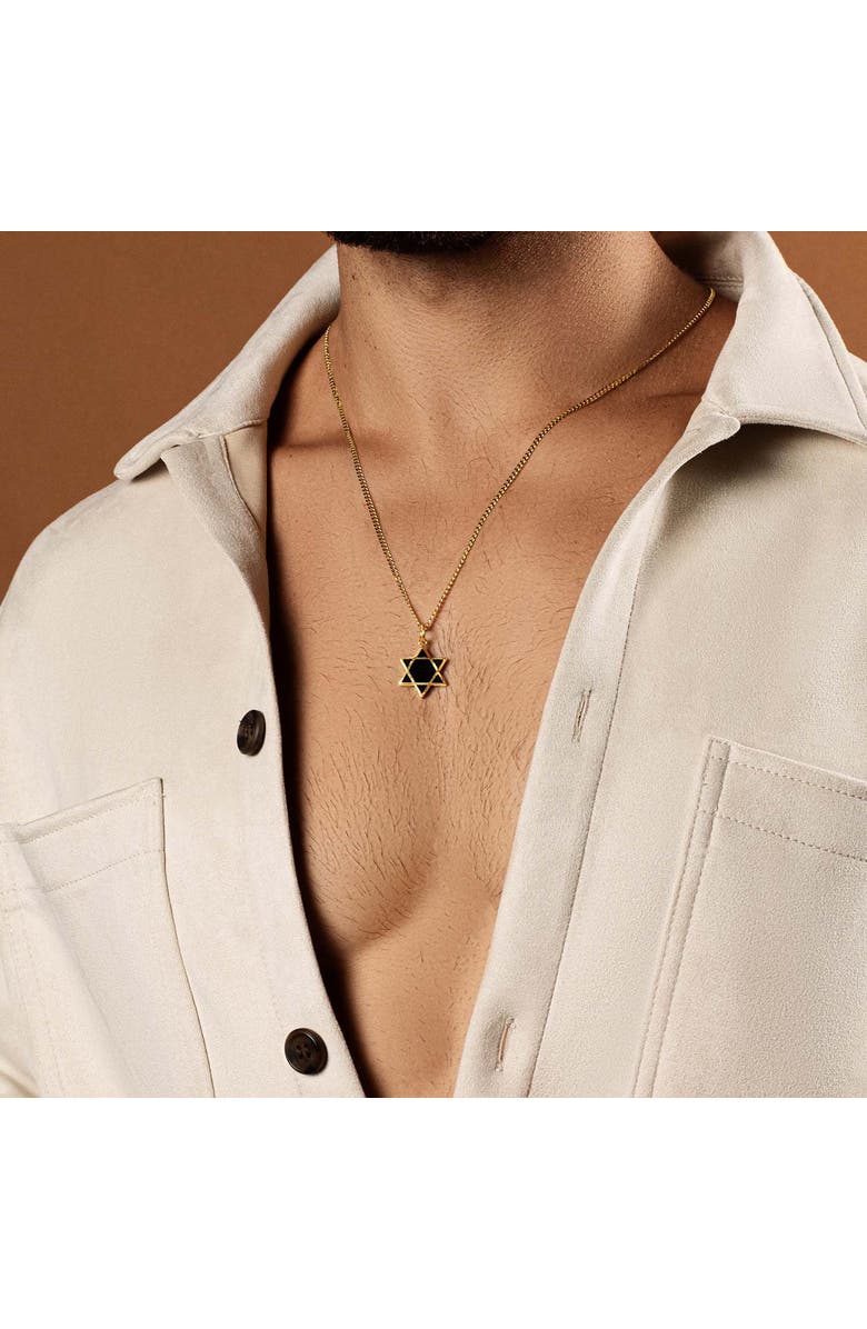 Karma and Luck Grounded in Hope - Black Onyx Star of David Necklace, Alternate, color, Gold/Black