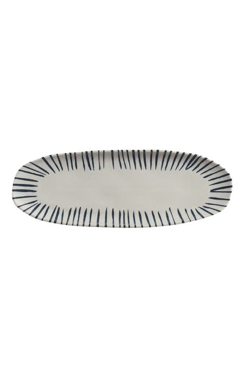 Shallow Organic Oval Platter Large Set of 4