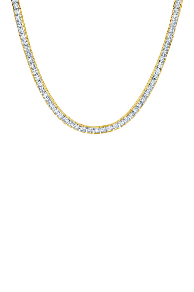 Princess Cubic Zirconia Tennis Necklace, Main, color, GOLD