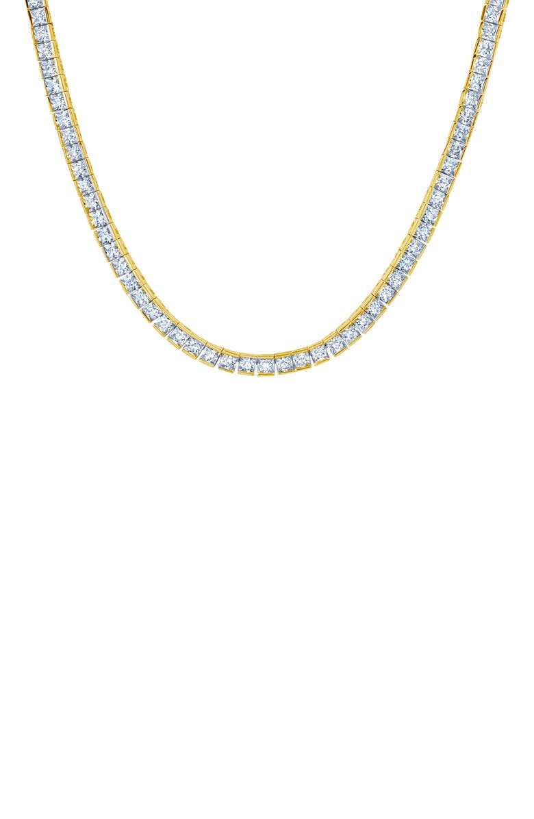 Crislu Princess Cubic Zirconia Tennis Necklace, Main, color, Gold