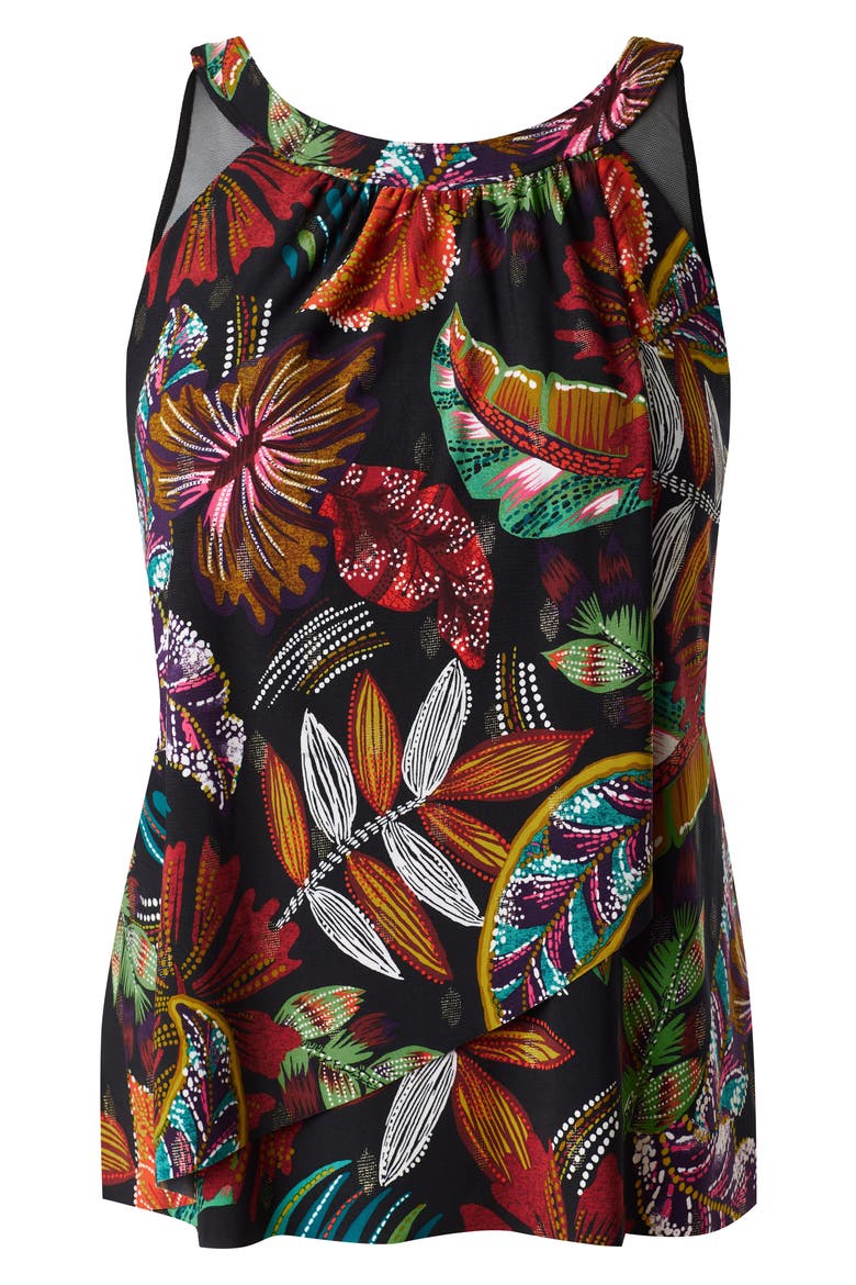 Pluma Orla Ursula Underwire Tankini Top, Alternate, color, BLACK MULTI