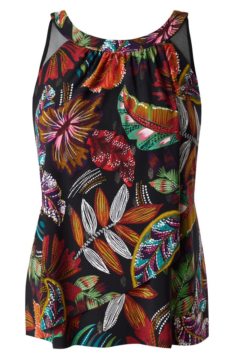 Miraclesuit<sup>®</sup> Pluma Orla Ursula Underwire Tankini Top, Alternate, color, Black Multi