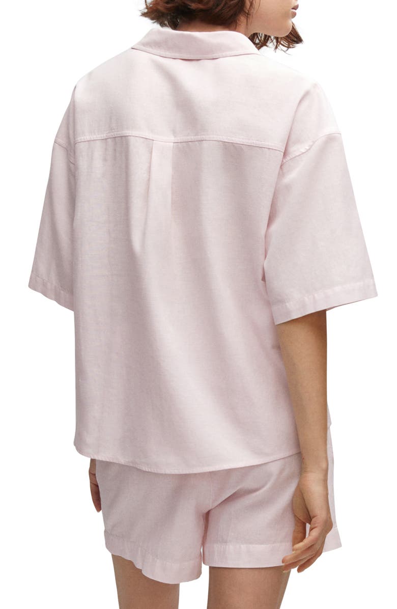 MANGO Short Sleeve Cotton & Linen Button-Up Shirt, Alternate, color, 