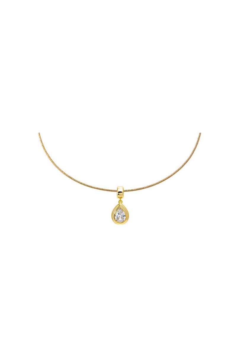 BY ADINA EDEN Colored CZ Pear Bezel Pendant Omega Chain Necklace, Main, color, Gold