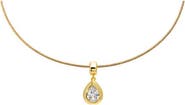 BY ADINA EDEN Colored CZ Pear Bezel Pendant Omega Chain Necklace