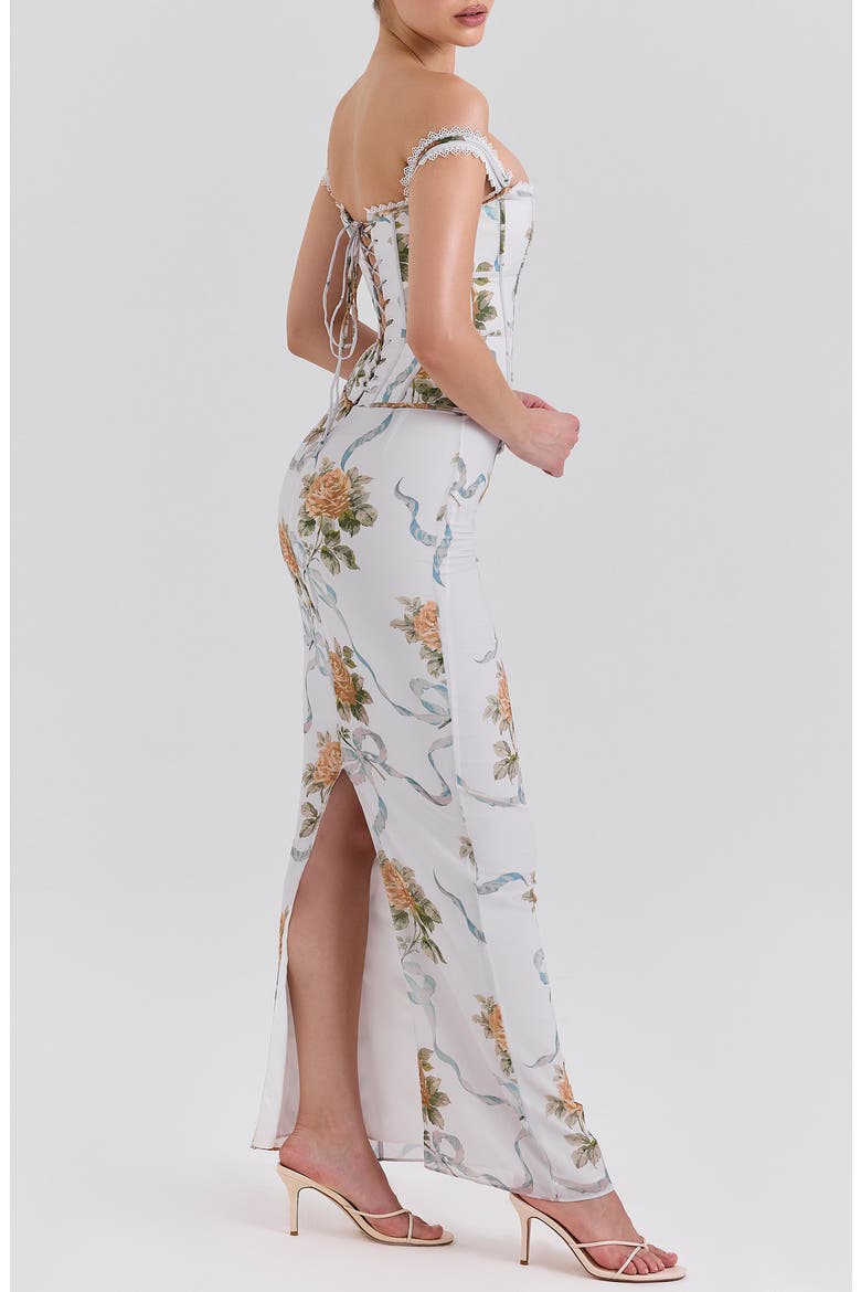 Clemmie Georgette Column Gown, Alternate, color, YELLOW ROSE OFF WHITE