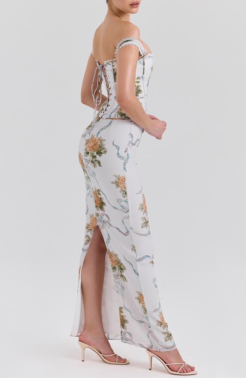 House Of Cb Clemmie Georgette Column Gown
