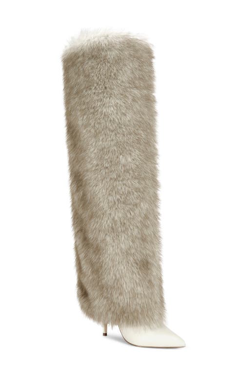 Azalea Wang Langann Faux Fur Stiletto Boot In Brown
