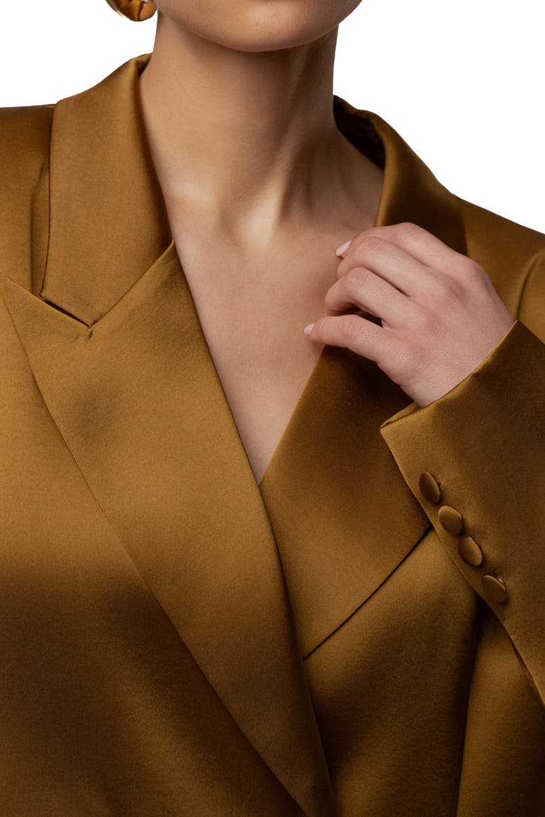 Lara Oversize Satin Blazer, Alternate, color, Bronze