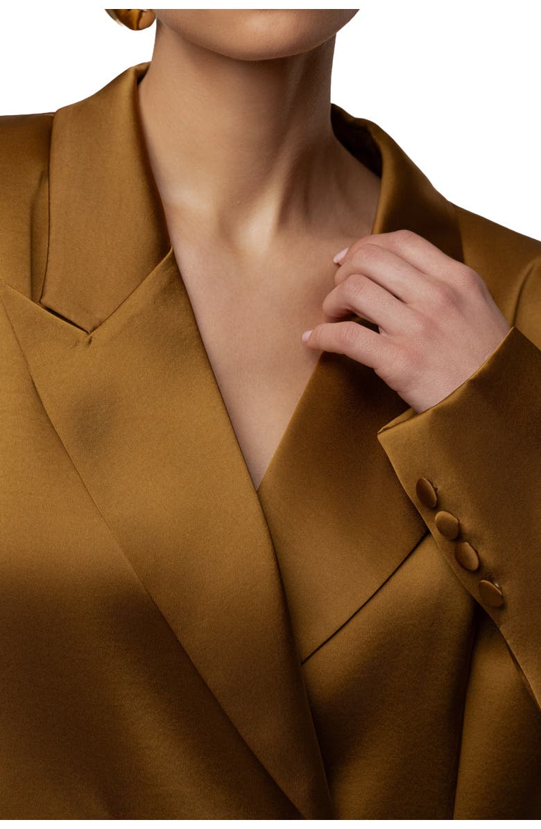JLUXLABEL Lara Oversize Satin Blazer, Alternate, color, Bronze