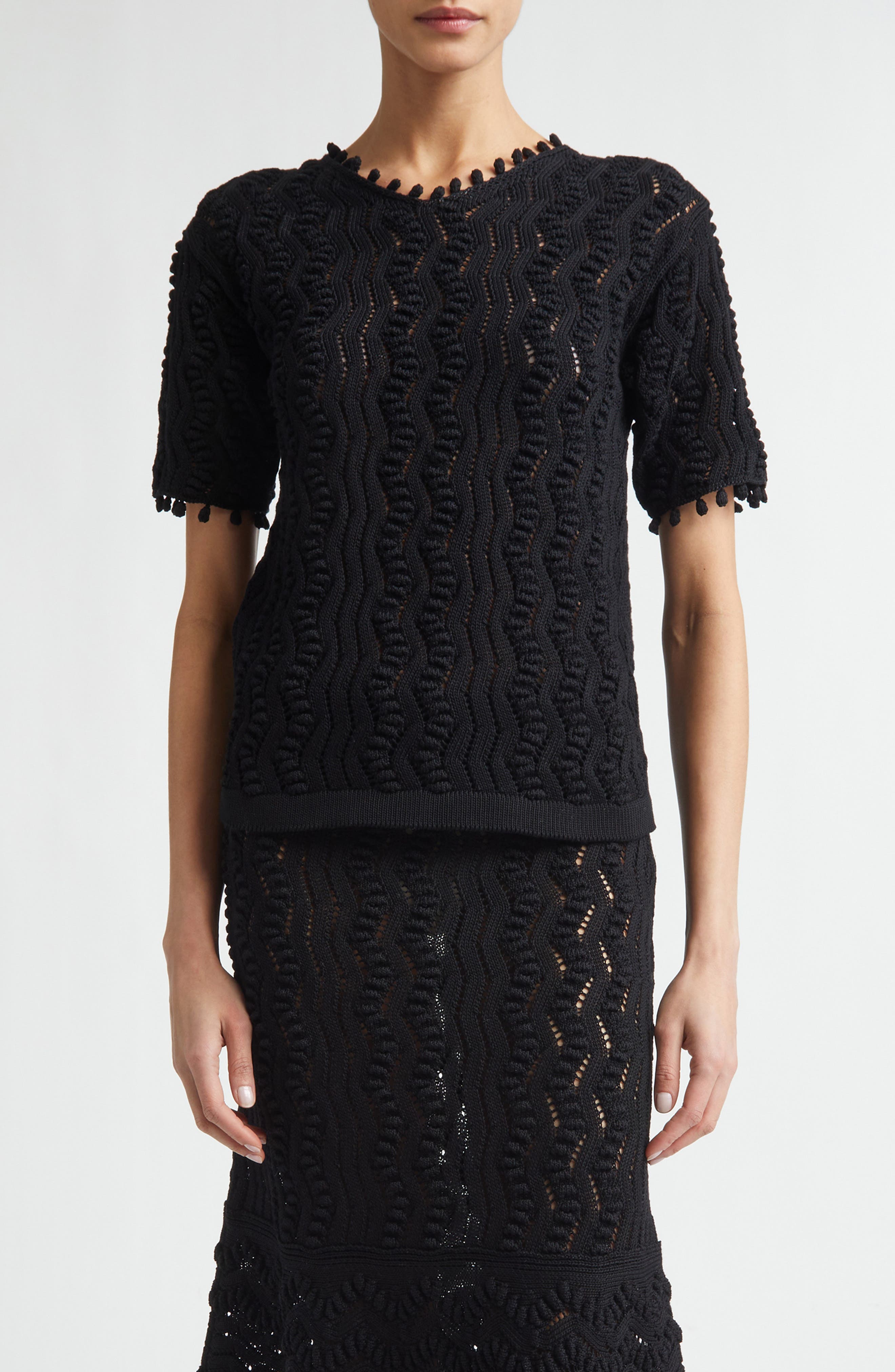 Cotton Pointelle Stitch Sweater