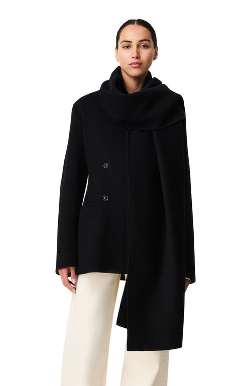 Another Tomorrow Short Scarf Coat In Black