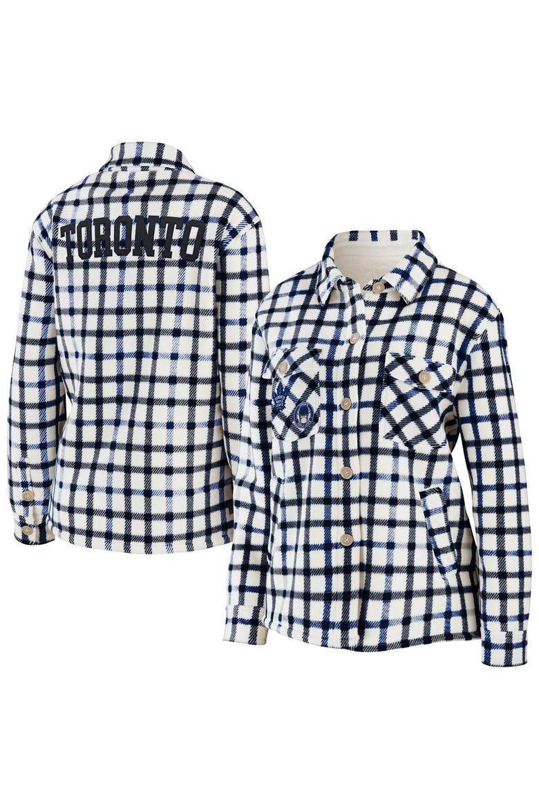 Women's WEAR by Erin Andrews Oatmeal Toronto Maple Leafs Plaid Button-Up Shirt Jacket, Main, color, Oatmeal