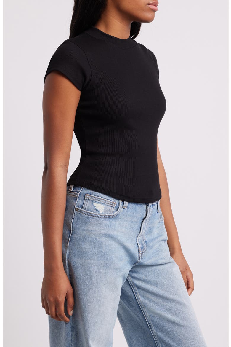 Fitted Rib T-Shirt, Alternate, color, BLACK