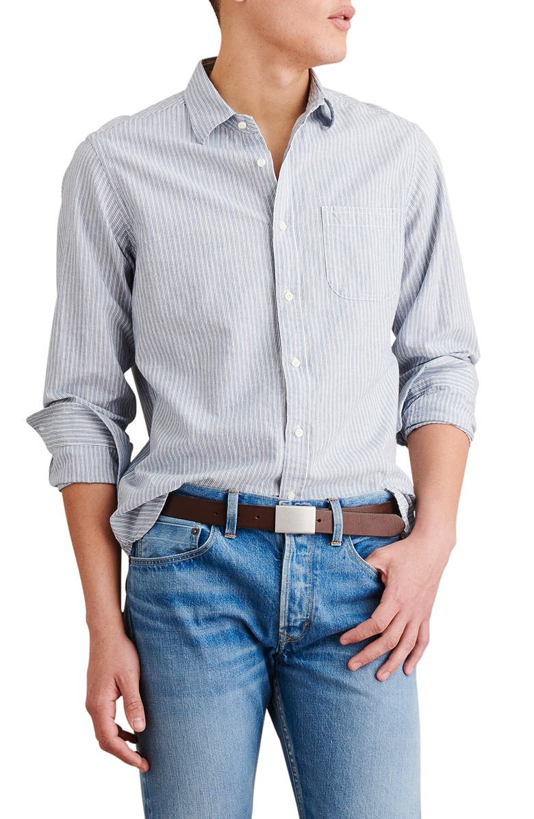 Alex Mill Stripe Cotton & Linen Button-Up Shirt, Main, color,