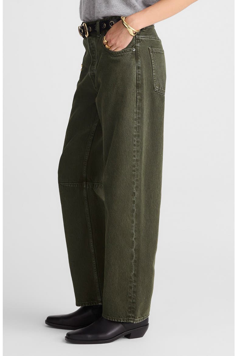 Darted Barrel Leg Jeans, Alternate, color, MOSSY UMBER