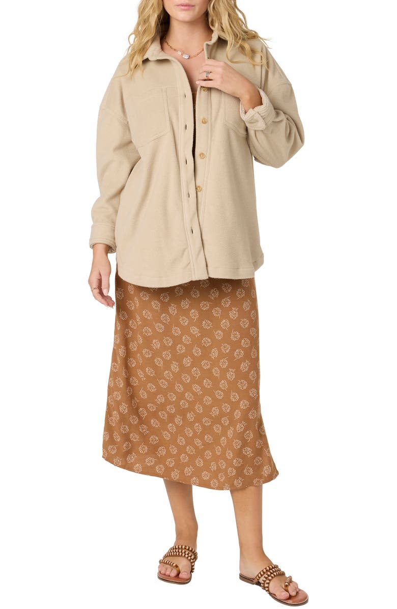 O'Neill Rune Fleece Shirt Jacket, Alternate, color, Cement