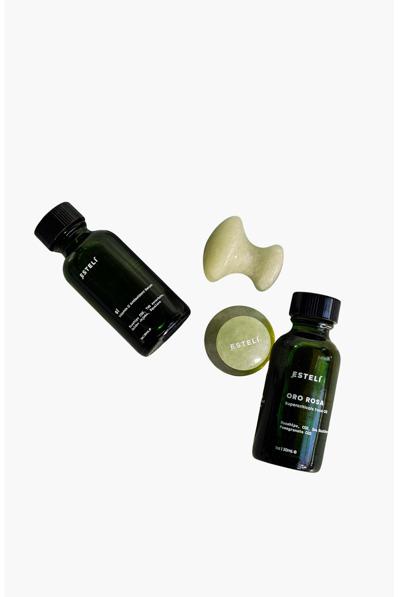 Serums and Gua Sha Mushrooms Skincare Set, Main, color, Dark Green And Beige