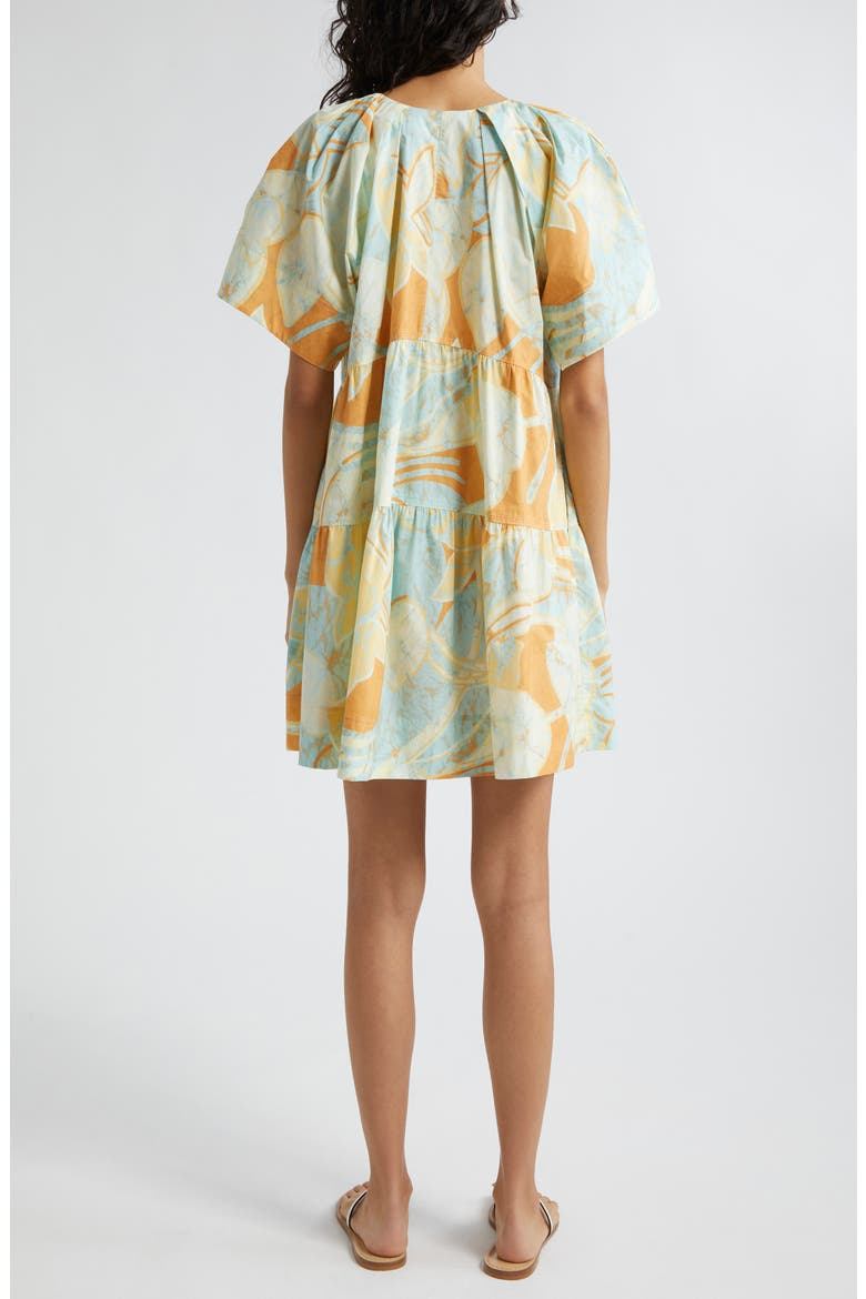 Camila Printed Tiered Cotton Minidress, Alternate, color, CUMIN/ SEA GLASS