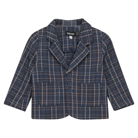 Front Button Woven Plaid Blazer (Toddler, Little Kid & Big Kid)