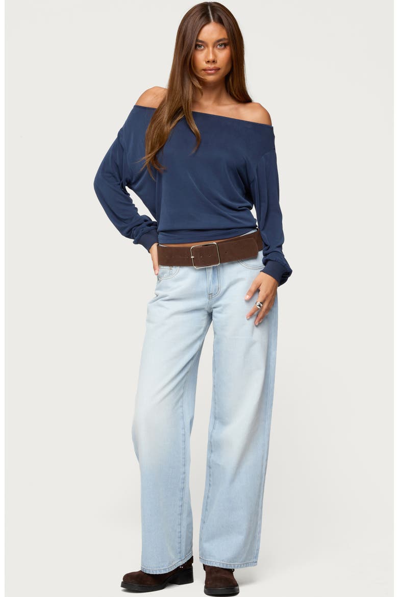 Nannie Off the Shoulder Top, Alternate, color, NAVY