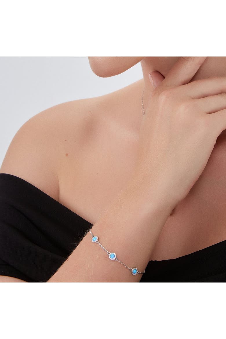 Blue Opal Jewelled Sterling Silver Bracelet, Alternate, color, Silver