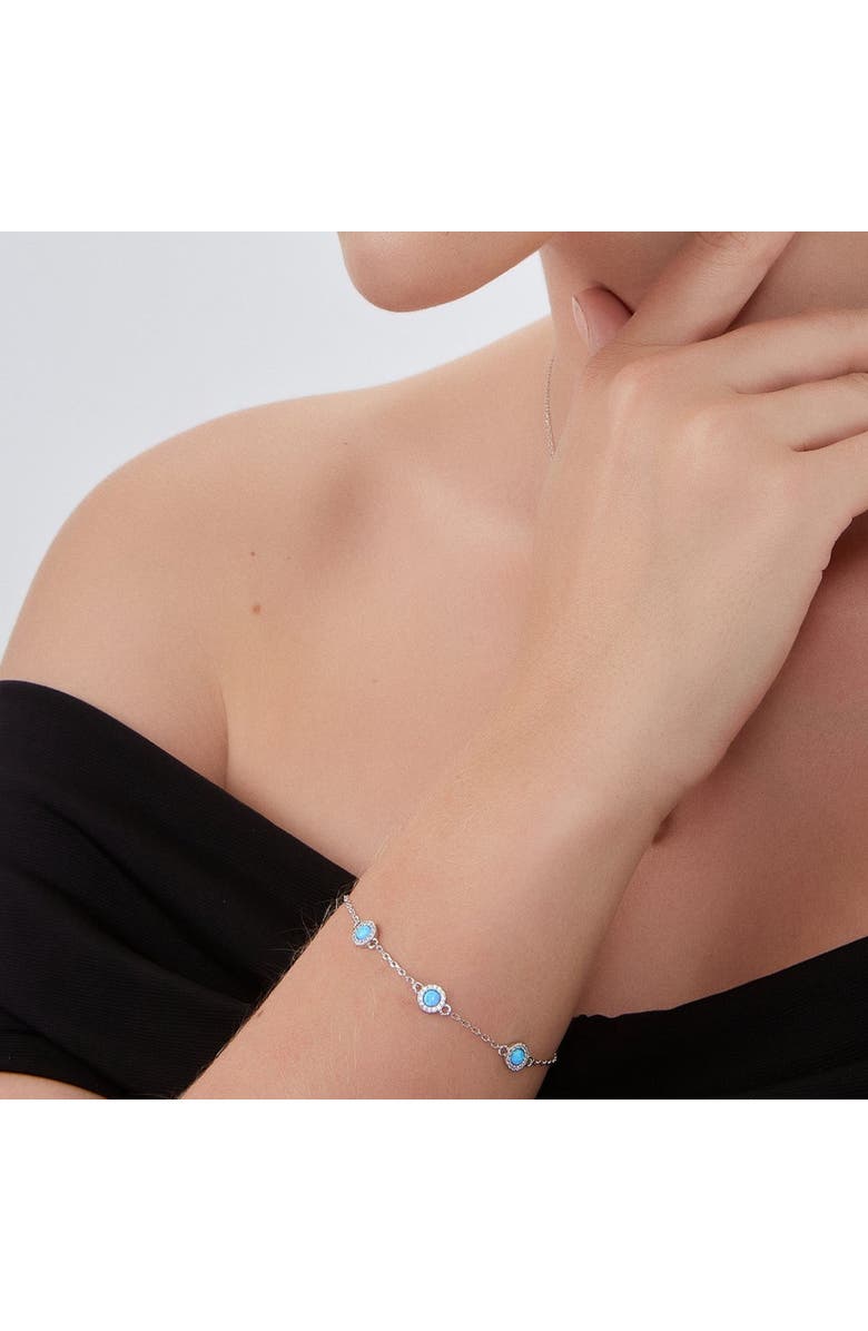 Spero London Blue Opal Jewelled Sterling Silver Bracelet, Alternate, color, Silver