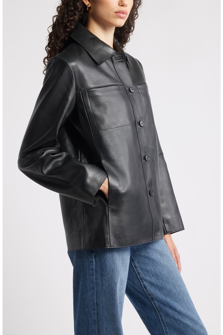 Leather Shirt Jacket, Alternate, color, BLACK