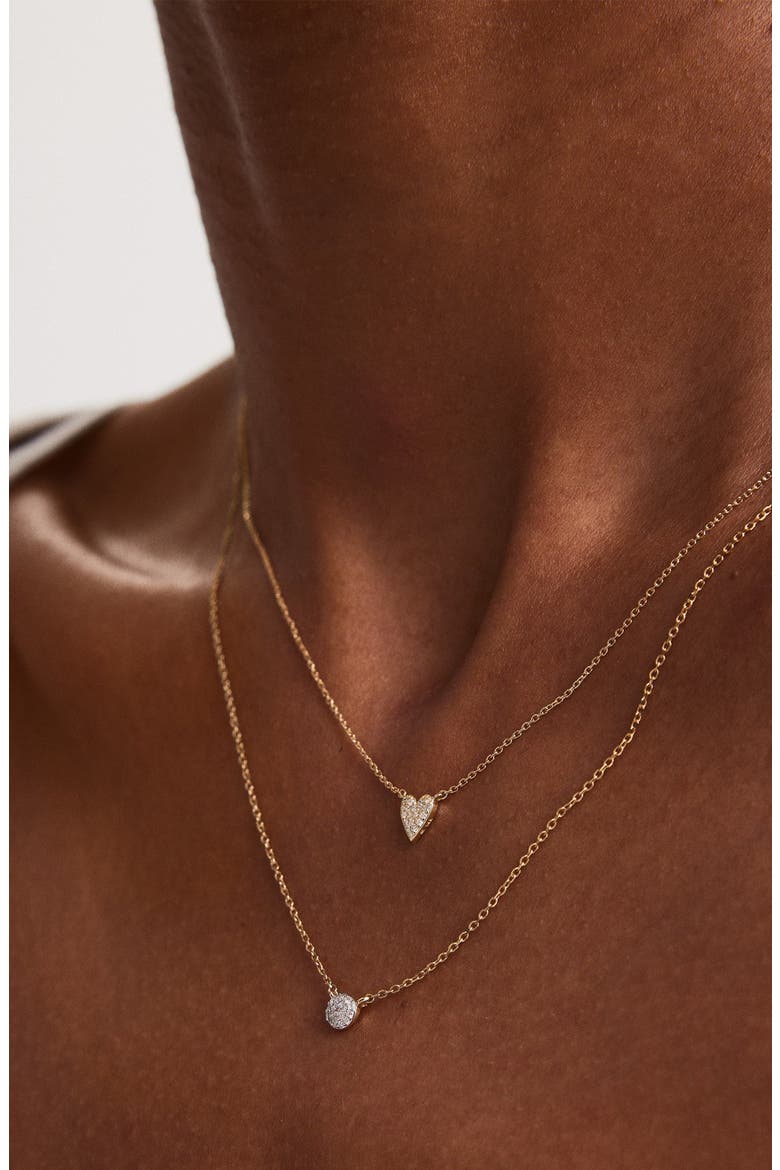 Heart Pavé Diamond Necklace, Alternate, color, Yellow Gold / Diamond