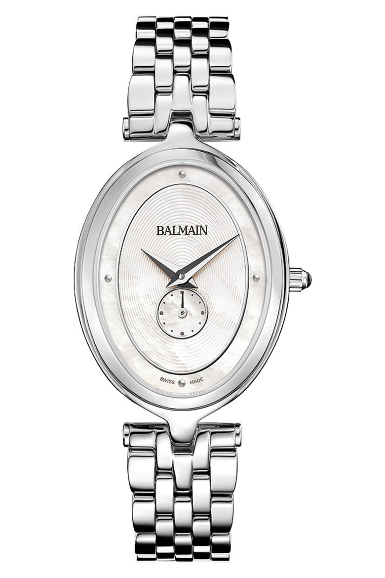 Haute Elegance Oval Bracelet Watch, 26mm x 31.7mm, Main, color, STAINLESS STEEL