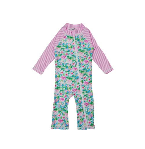Flap Happy Infant & Toddlers Sun Protective Upf 50+ Long Surf Ankle Length Swimsuit In Lotus & Lillies