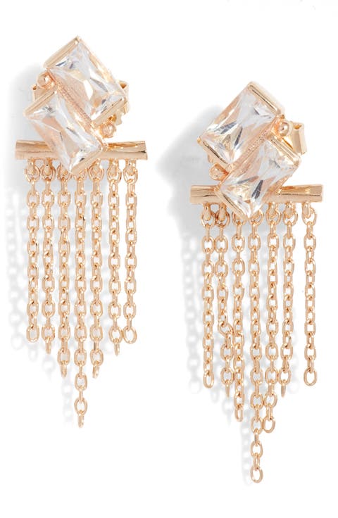Deux Carré Topaz Fringe Drop Earrings