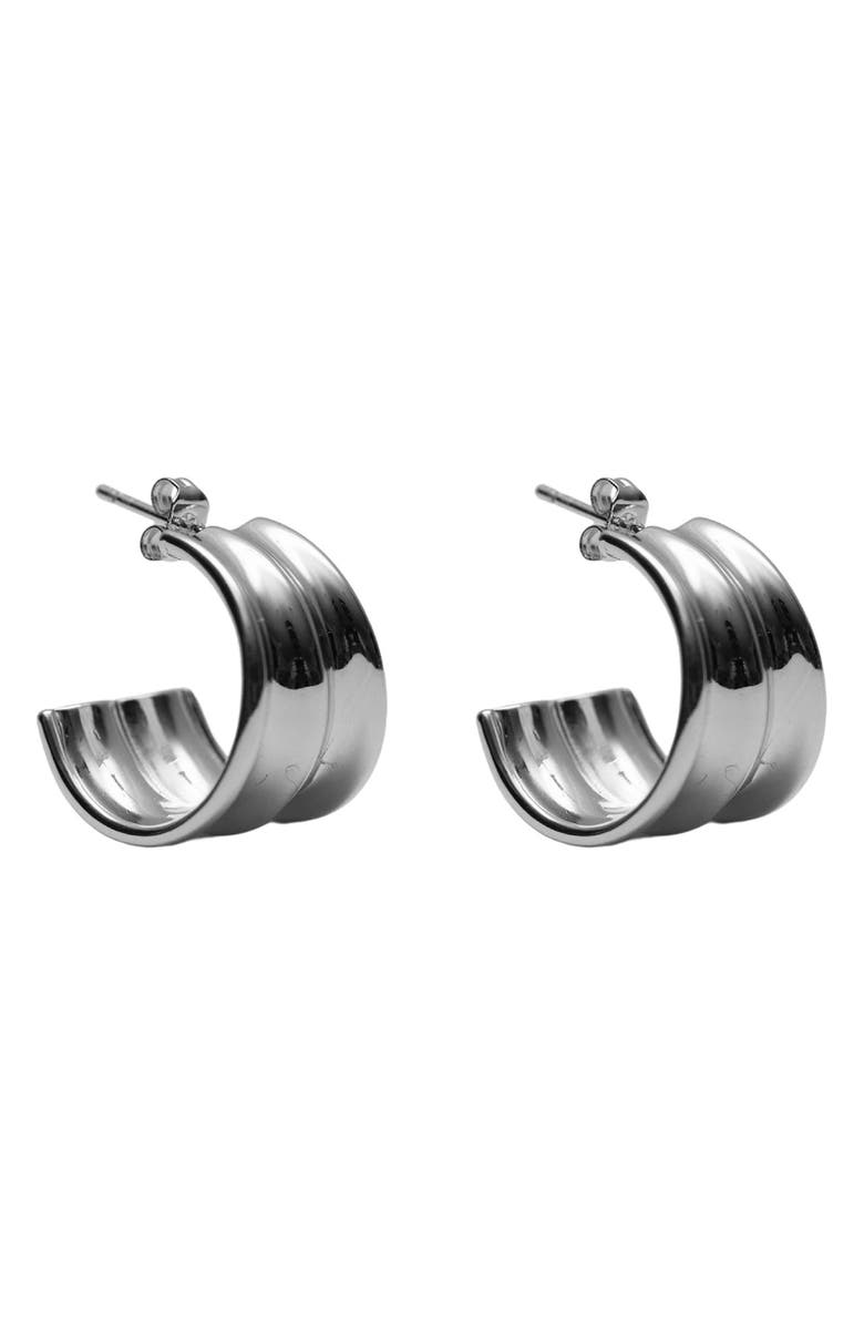 Argento Vivo Sterling Silver Small Double Row Hoop Earrings, Main, color, Silver