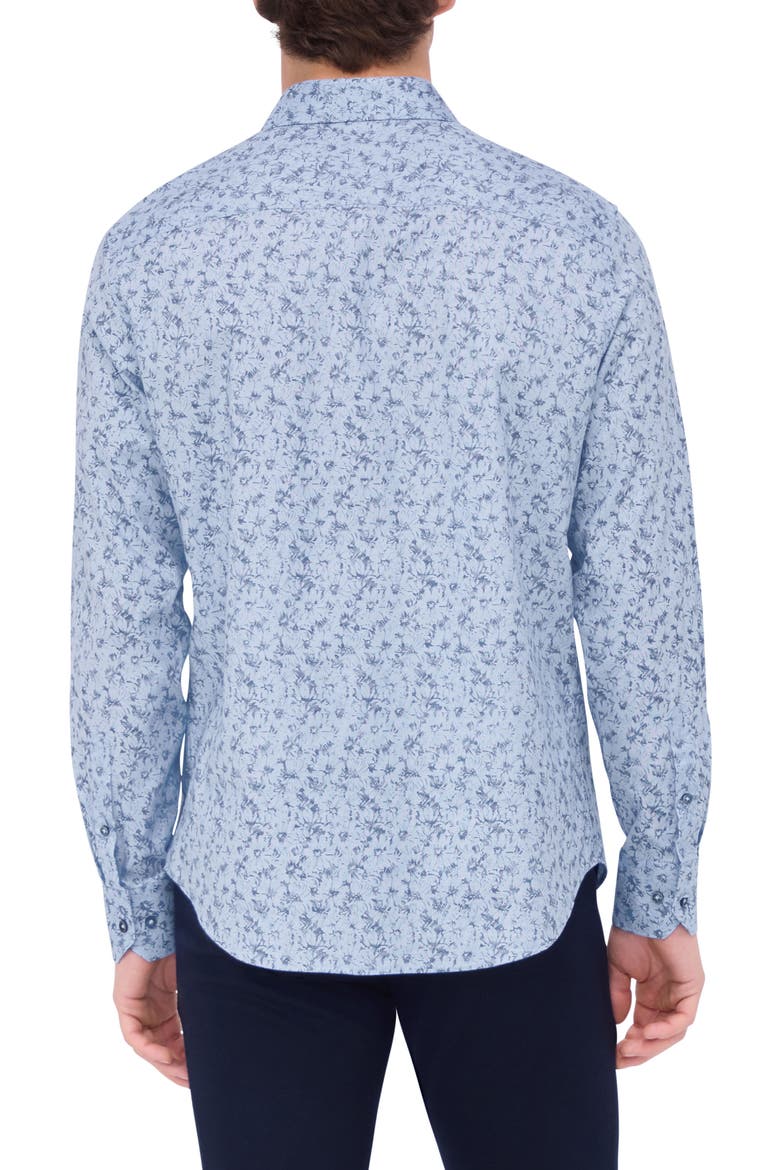 Julian Shaped Fit Print Button-Up Shirt, Alternate, color, SKY