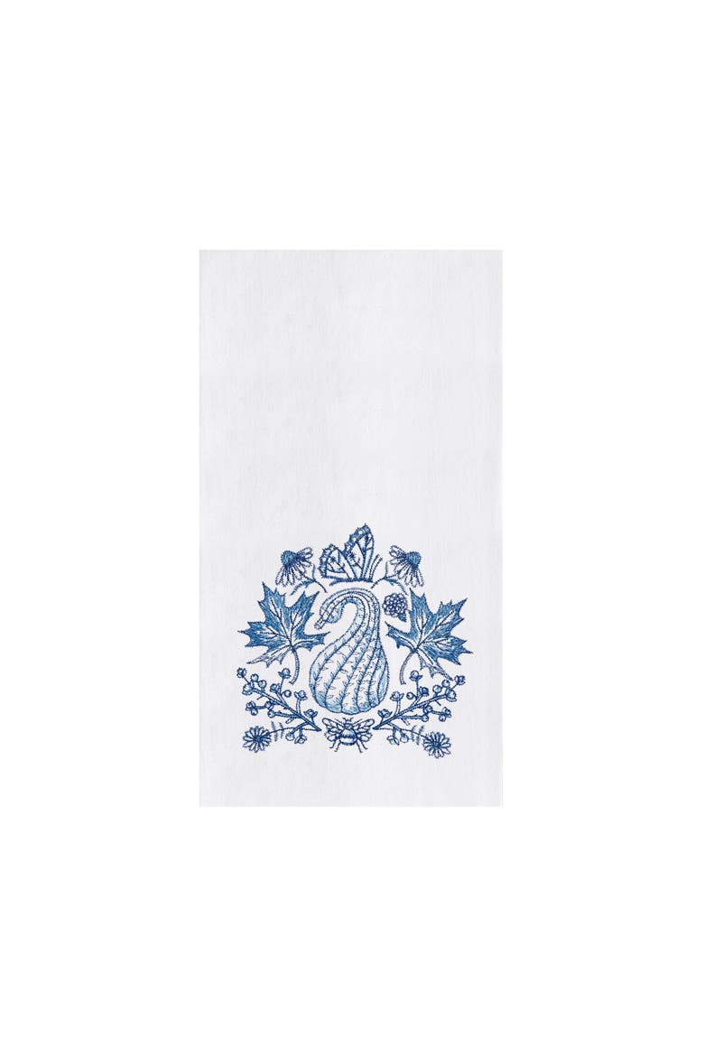 Blue Harvest Gourd Design Dishtowel, Main, color, Blue