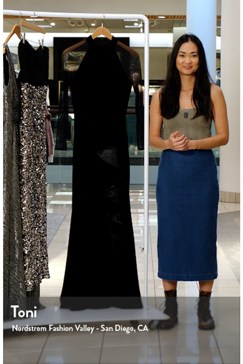 Long Sleeve Mixed Media Sheath Gown video