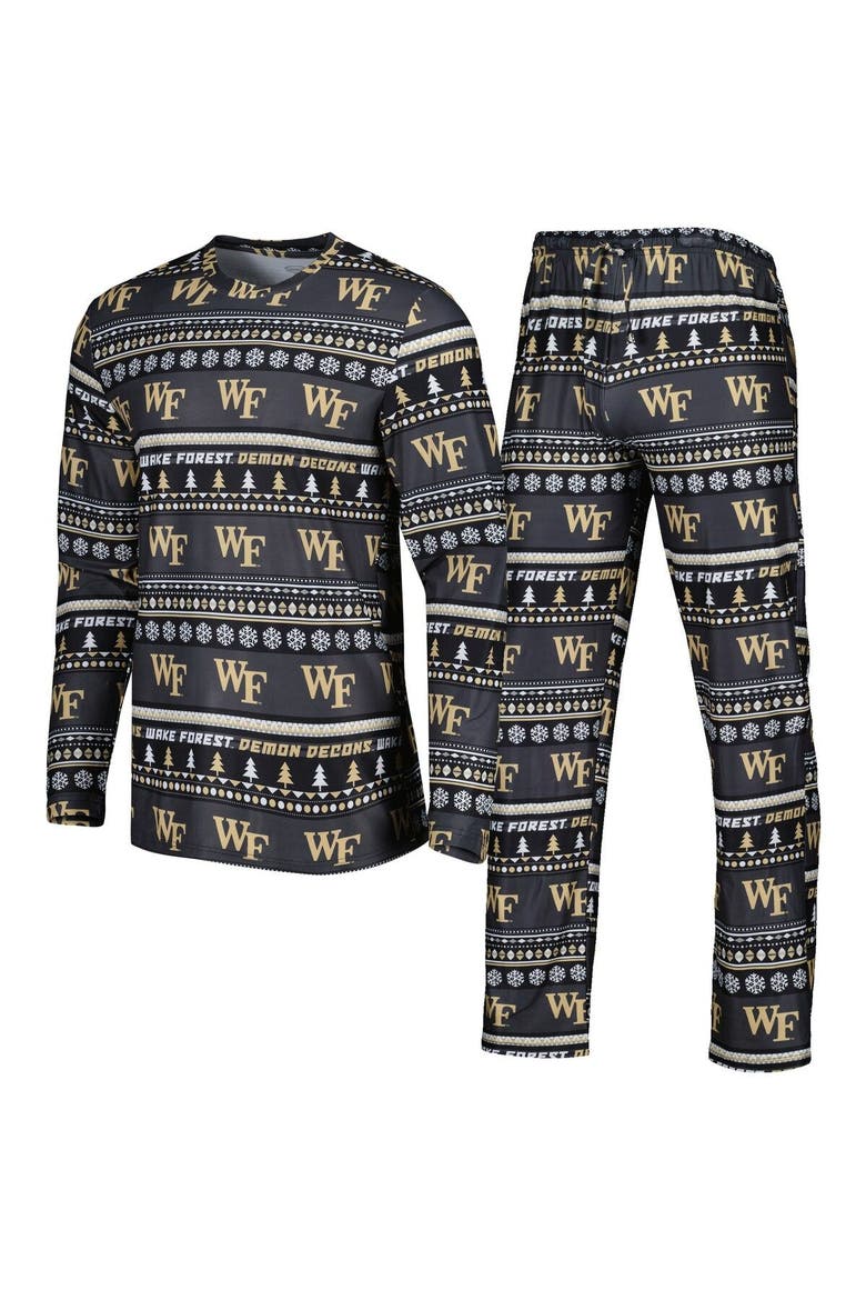 Men's Concepts Sport Black Wake Forest Demon Deacons Swivel Long Sleeve T-Shirt & Pants Sleep Set, Alternate, color, Black