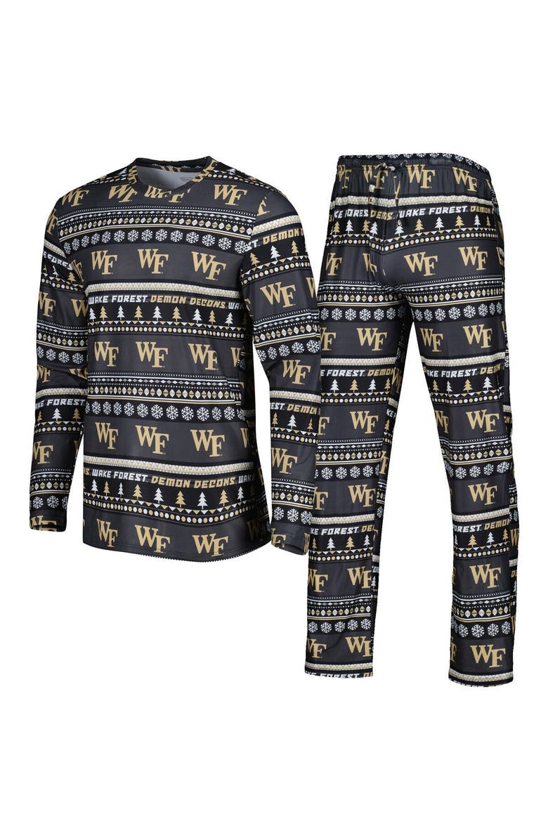 CONCEPTS SPORT Men's Concepts Sport Black Wake Forest Demon Deacons Swivel Long Sleeve T-Shirt & Pants Sleep Set, Alternate, color, Black