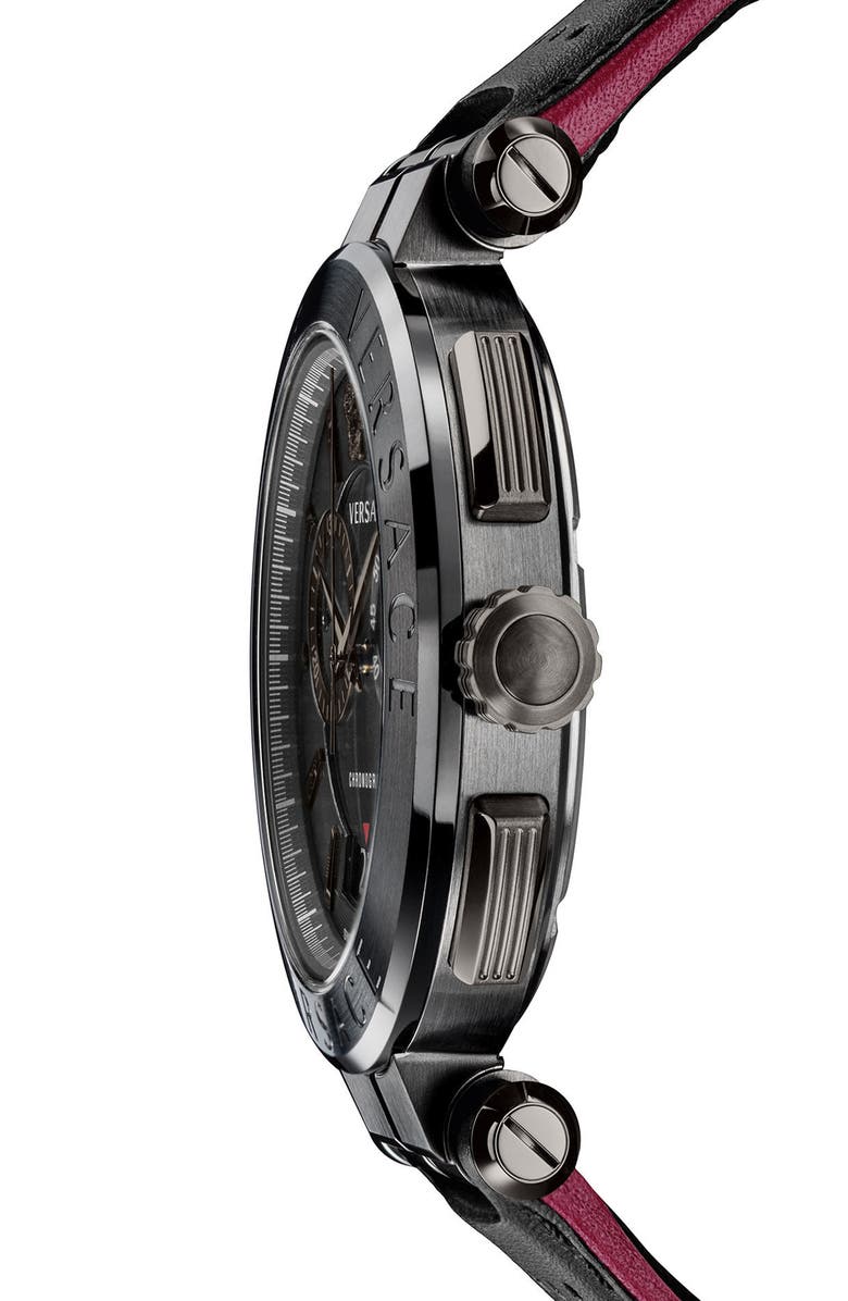 Versace Aion Chronograph Leather Strap Watch, 45mm, Alternate, color,