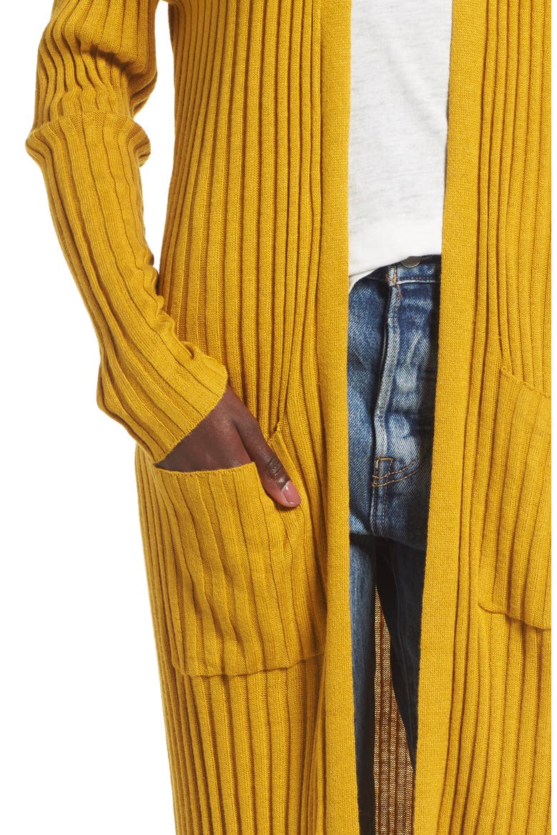 Rib Knit Midi Cardigan, Alternate, color, OLIVE ARROWWOOD