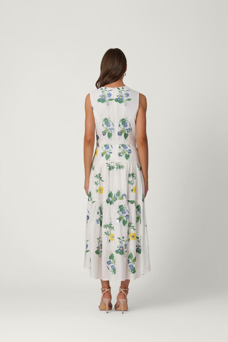 Embroidered Linen Cambridge Dress, Alternate, color, Optic Multi