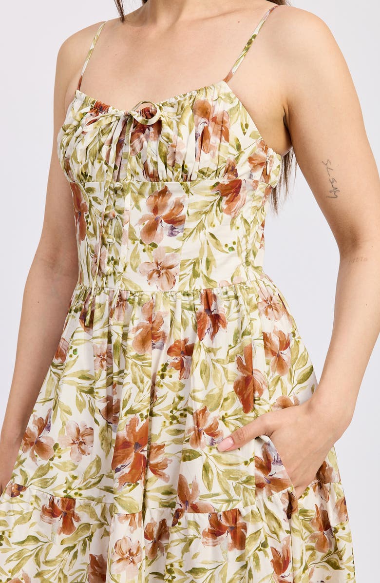 En Saison Alexane Floral Cotton Maxi Dress, Alternate, color, Terracotta Chartreuse