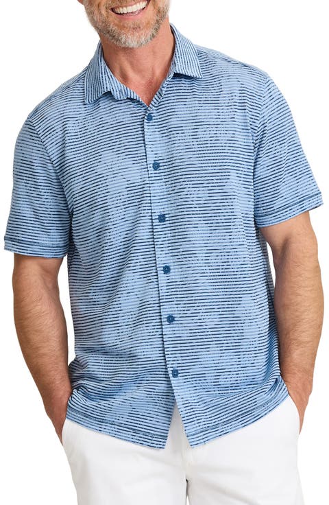 Costa Wave Twilight Canopy Seersucker Stripe IslandZone® Short Sleeve Button-Up Shirt
