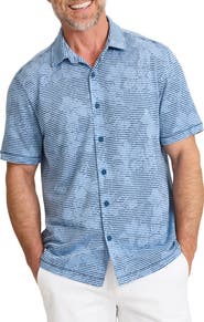 Tommy Bahama Costa Wave Twilight Canopy Seersucker Stripe IslandZone® Short Sleeve Button-Up Shirt