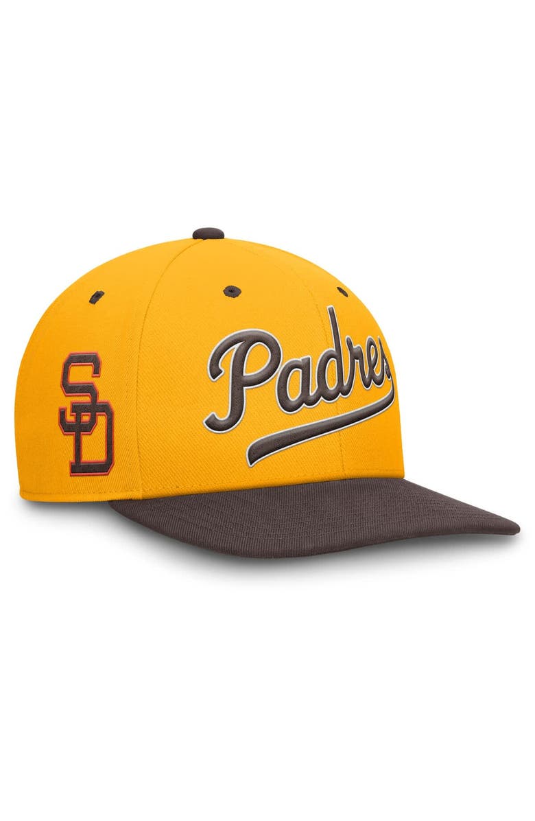 Nike Men's Nike Gold/Brown San Diego Padres Cooperstown Collection Pro Performance Snapback Hat, Main, color, 
