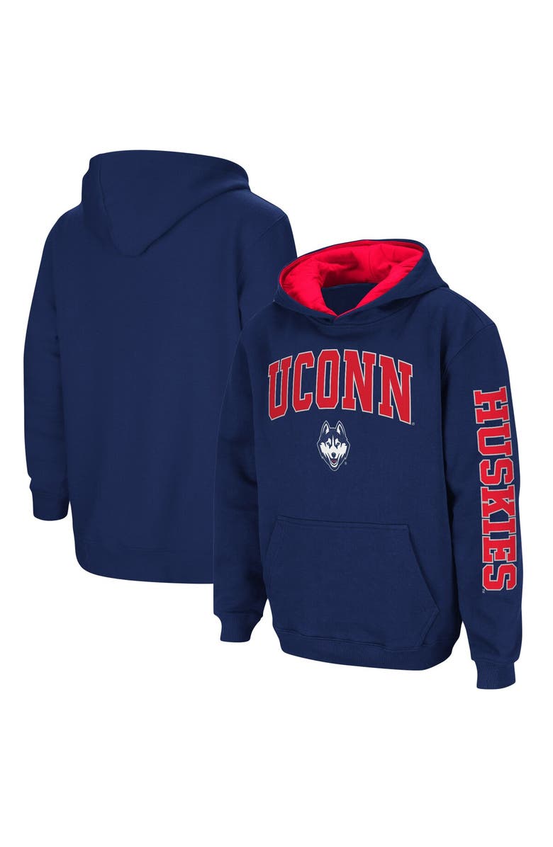 COLOSSEUM Youth Colosseum Navy UConn Huskies 2-Hit Team Pullover Hoodie, Main, color, Navy